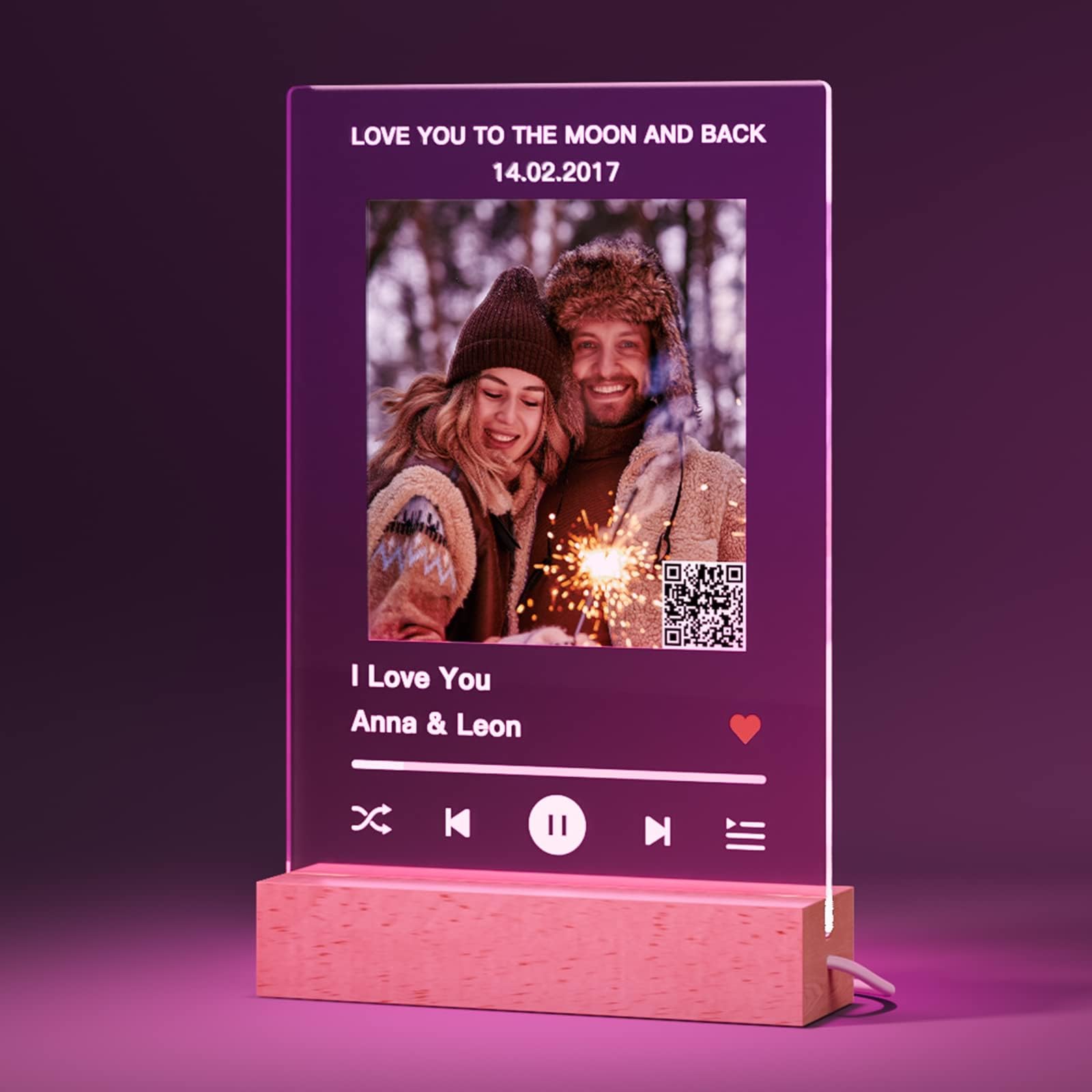 witfox Colorful Custom Spotify QR Code Plaque - Spotify Glass Art Personalized Acrylic Plaque with Video Any Song Music Link QR Code Customized Gifts for Couples