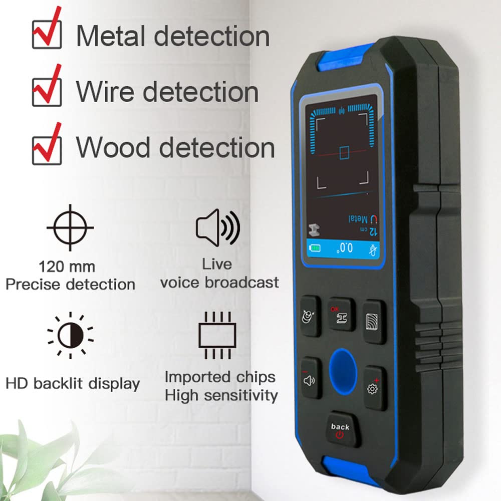 Kavolet Detector de Pared NF-518, 3 en 1 Detector de Metal, Madera y AC Cable con Pantalla LCD, Multifuncional Stud Finder de Sensor ElectróNico, Transmisión de Voz, Metal Magnético,No Magnético