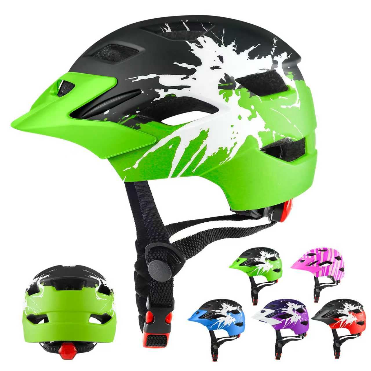 RaMokey Fahrradhelm Kinder, Fahrradhelm mit Licht für Kinder Leichter Kinderhelm mit Verstellbares Zifferblatt für Mädchen und Jungs 50-56CM (ab 5-14Jahre)