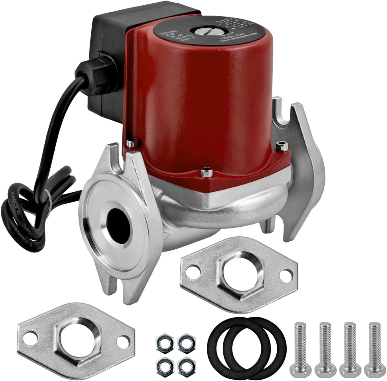 1/3HP Hot Water Circulator Pump Compatible with Grundfos UPS26-150F | 115V | 60HZ | 3-Speed Stainless Steel Recirculating Pump for Boiler Furnace Circulation Pump replace for 95906630 - w/Flanges 1"