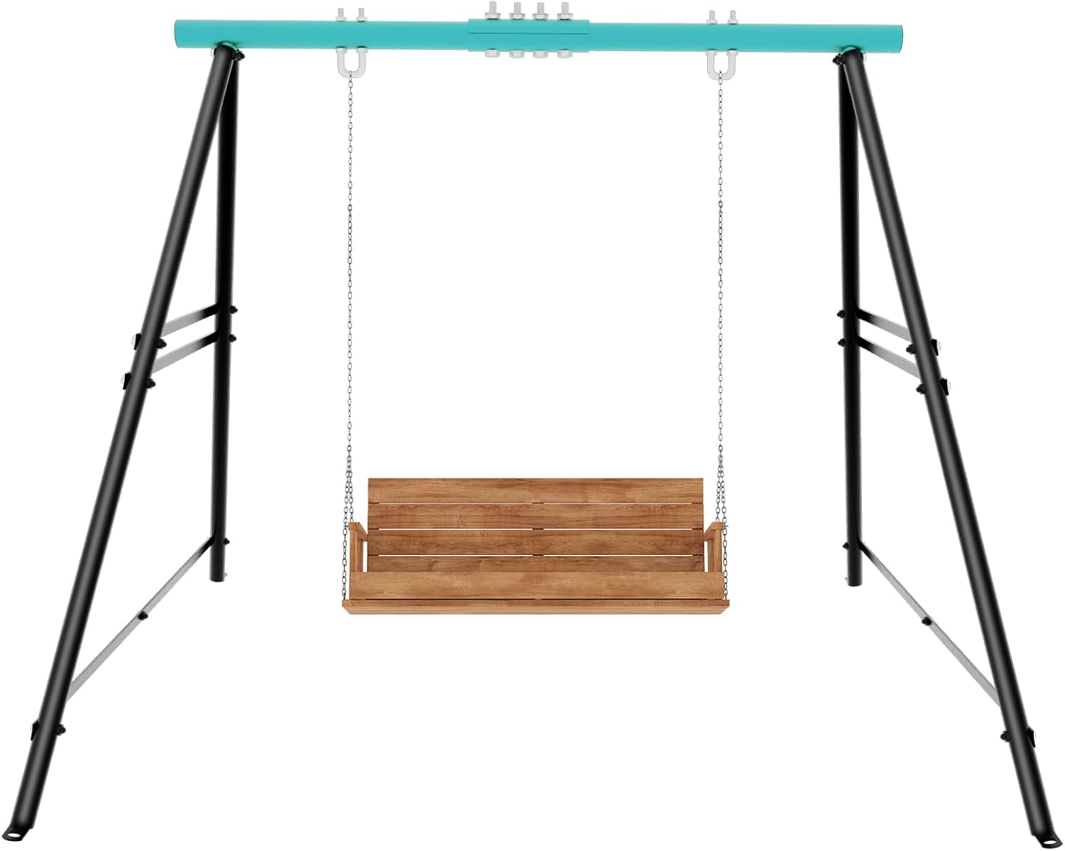 Swing Stand, A-Frame Hammock Chair Stand, Max Load 550Lbs, Black Steel, Easy Assembly, Suitable for Porch, Patio, Playground