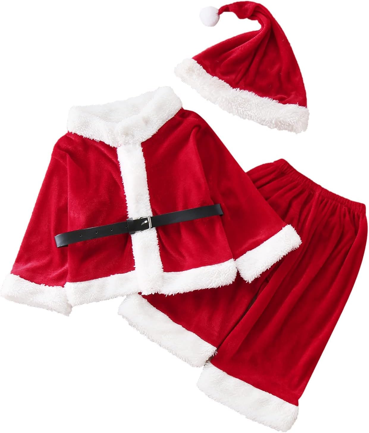 HIGHLAND 3 Pcs Santa Claus Costume for Kids – Baby Boy Santa Outfit – Christmas Santa Costume for Baby Boys Toddlers - Christmas Costume Kids with Santa Hat - Santa Claus Outfit