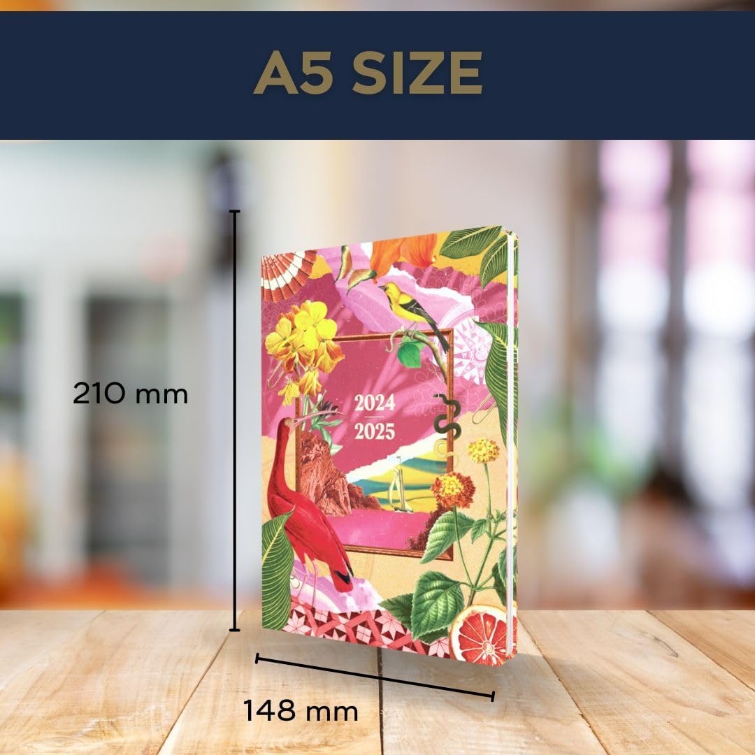 Collins Maximalism A5 Diary Week To View Academic Year 2024-25 - Pink - Weekly Mid Year Journal for Students, Teachers and Academics - MX153M.45-2425 - August 2024 to August 2025