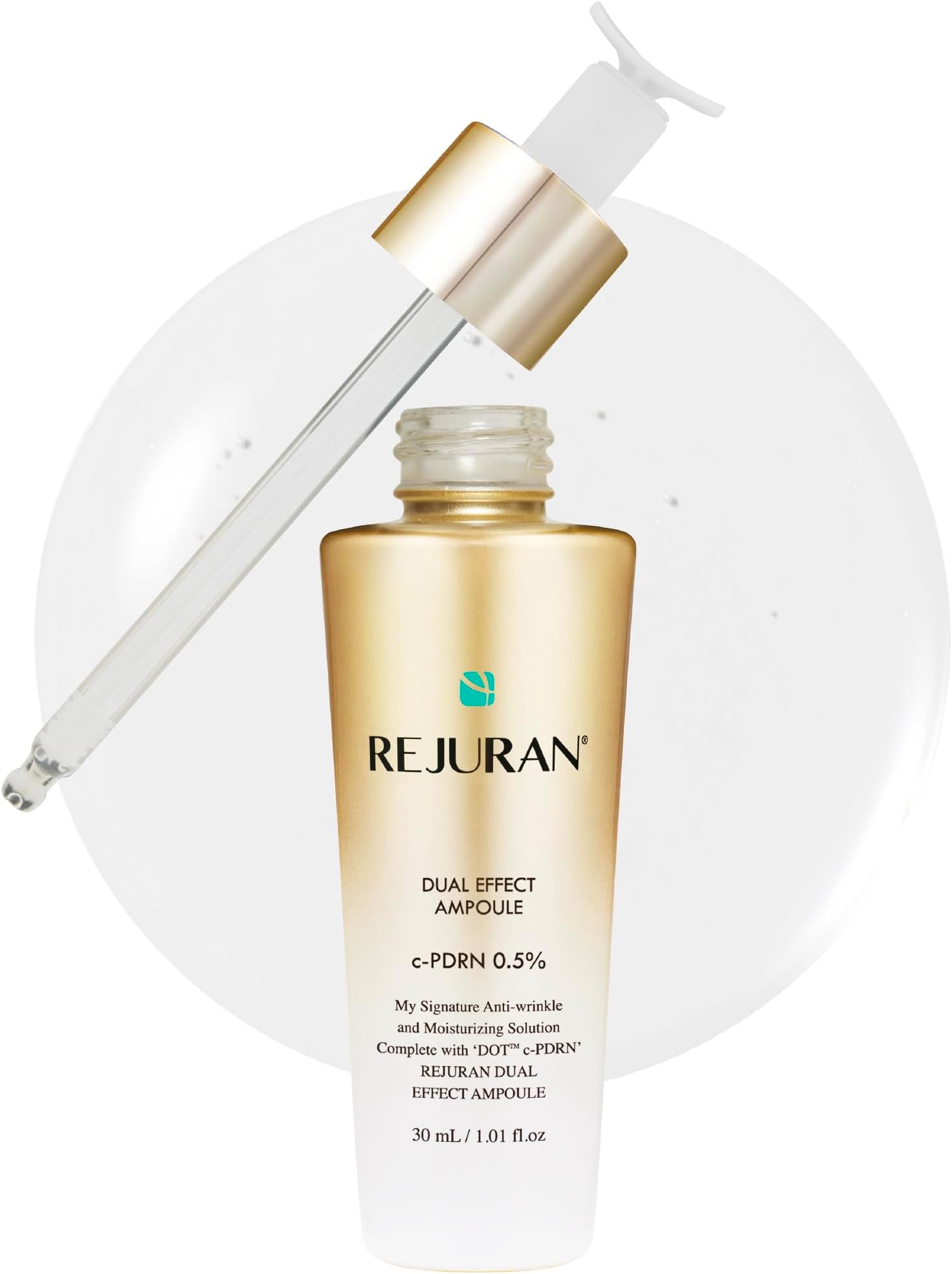 REJURAN® Dual Effect Ampoule, DOT DUAL c-PDRN® - Salmon DNA Face Serum for Deep Rejuvenation, Wrinkle Care, Firming, Skin Elasticity with Visible Anti-Aging Results. Korean Skincare (1.01 fl oz)