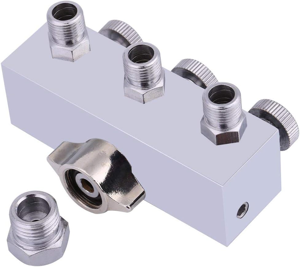 3-Way Airbrush Hose Splitter with Adjustable Air Valve, Pressure Volume Control, 1/4 to 1/8 Adapter
