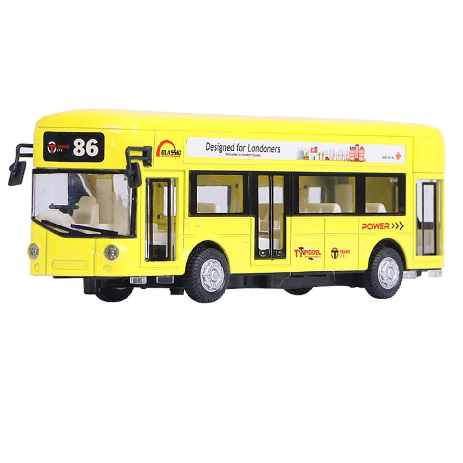 HERBASTRY 1:32 London Bus Alloy Sound and Light Open Door Collection Toy for Boys and Kids Diecast Metal Alloy London Double Decker Bus Car Model with Openable Doors Toy Carw