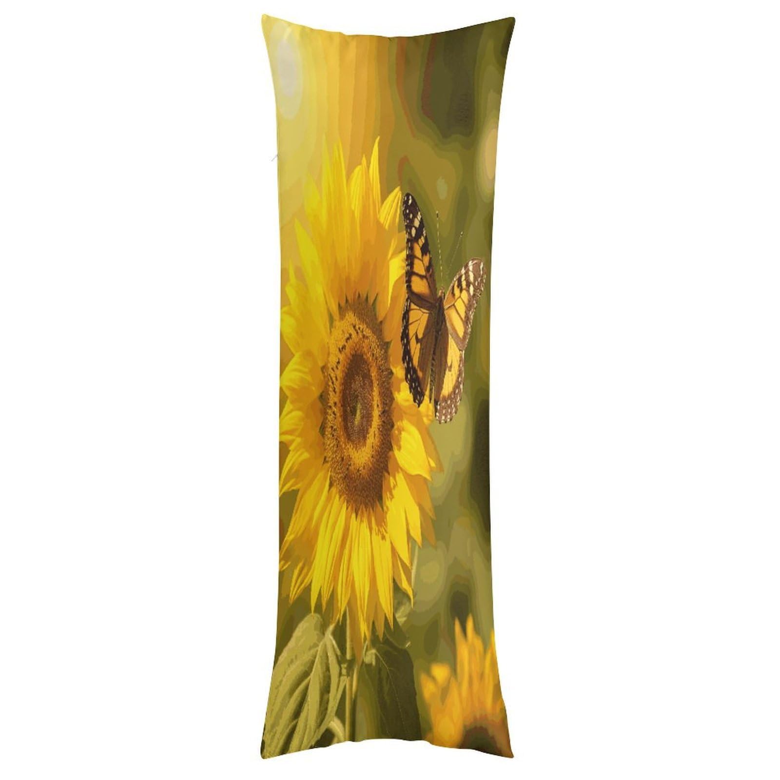 LDGSUPH Sunflower Butterfly Sunny Pillow Cases Soft Pillowcase with Invisible Zipper Wrinkle Resistant Pillow Covers Breathable Removable Pillow Protector for Bed Sofa Car 20"x54"