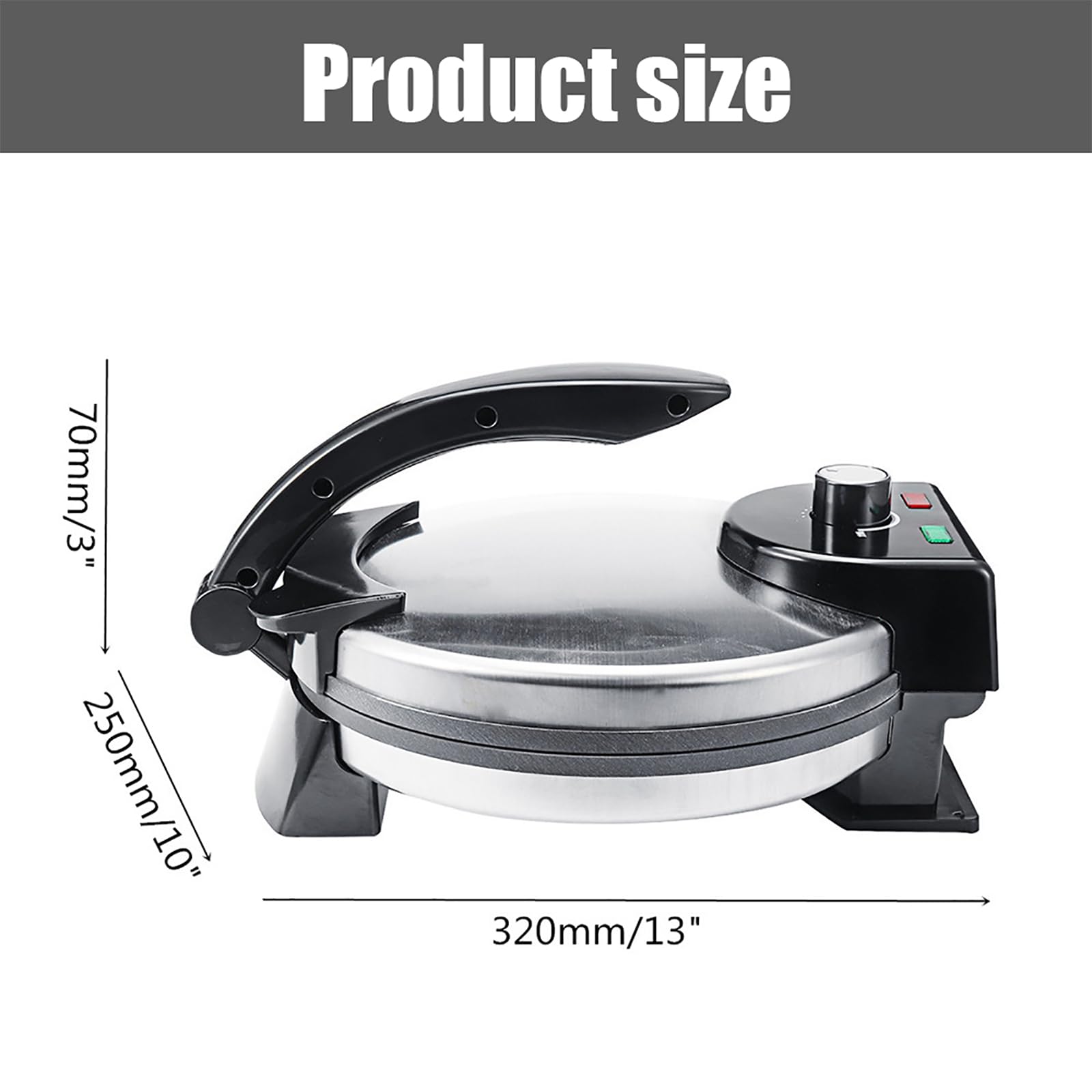 2000 W Electric Roti Maker, Tortilla Maker de 12 Pouces, Machine À Tortilla Chapati Automatique À Température Réglable, Surface Antiadhésive, Chauffage Double Face, pour Les Crêpes, Les Tacos