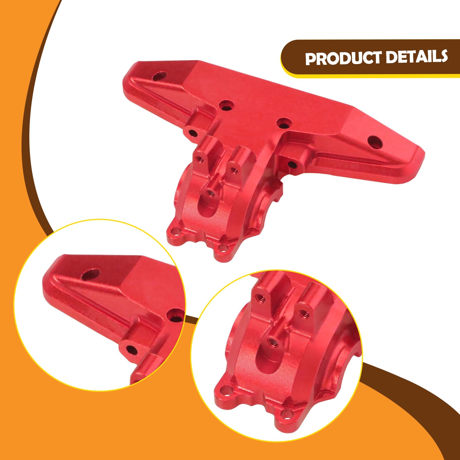 RC Car Copertura Cambio Ingranaggi Rear Pezzo Elemento Sostitutivo Posteriore Compatibile CNC Alluminio Adatta per Auto Radiocomandate, Rosso