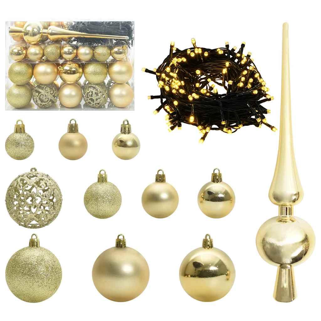 Árbol de Navidad artificial verde de 150 cm, PE y PVC, 150 ledes de luz blanca cálida, 8 modos, para interior y exterior, decoración festiva