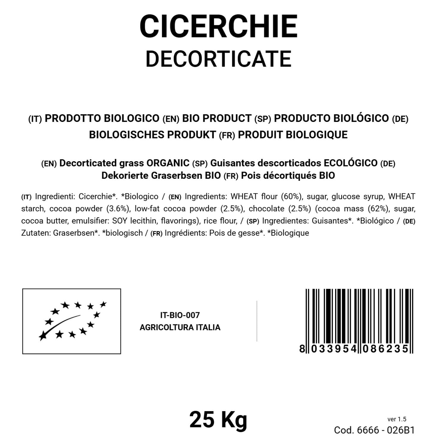 25 kg de garbanzos orgánicos descascarillados