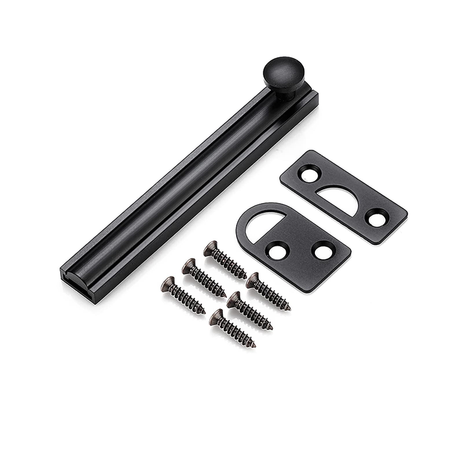 Cgjsefh Black Door Latch, Slide Door Bolt Solid Copper Latch Buckle Invisible Bedroom Barn Lock Cupboards Workshop(,4In)
