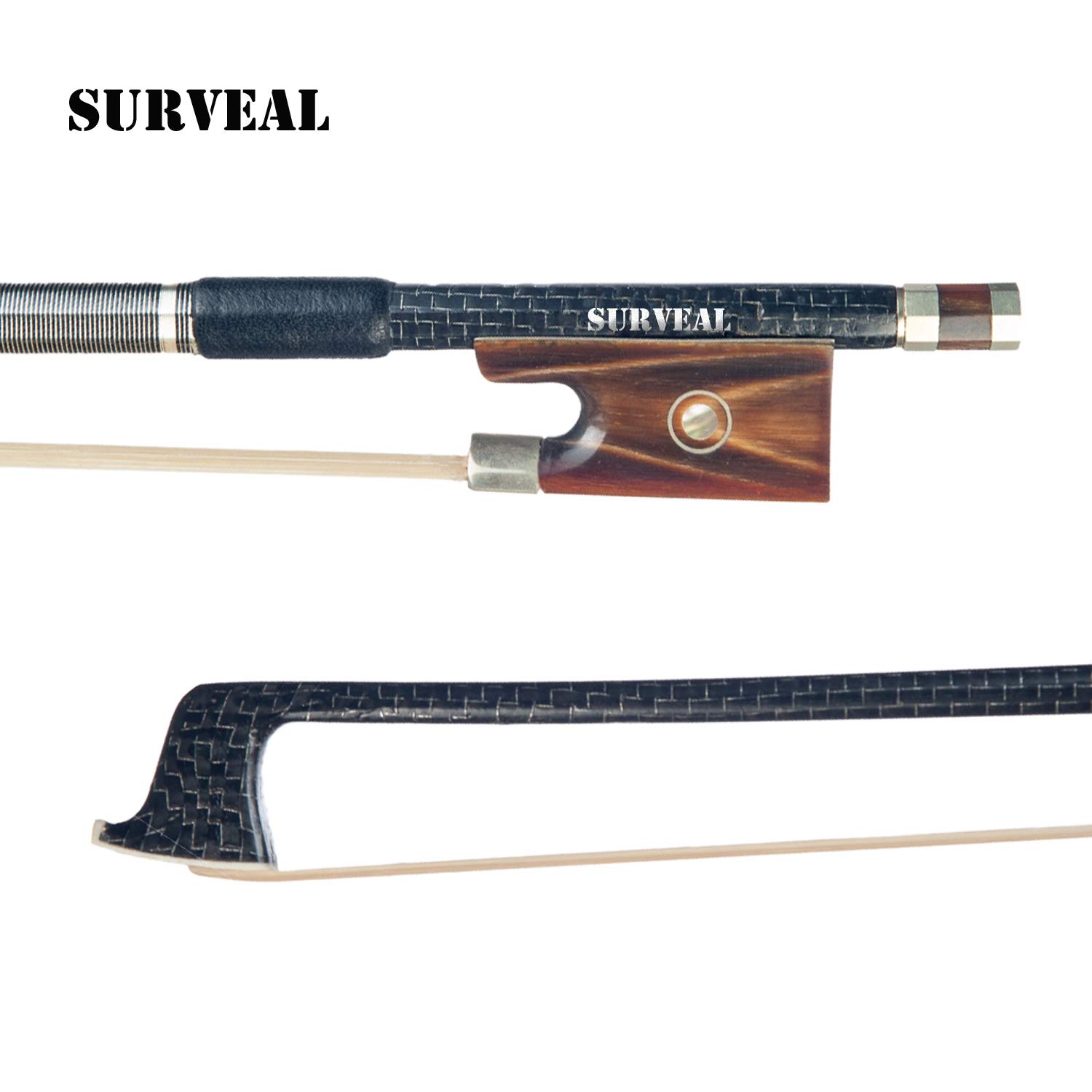 Archetto Legno Serpente Archetto Per Violino 4/4 In Fibra Di Carbonio - Con Crine Mongolino E Rana In Snakewood Arco 4/4 Full Size - Foto 5