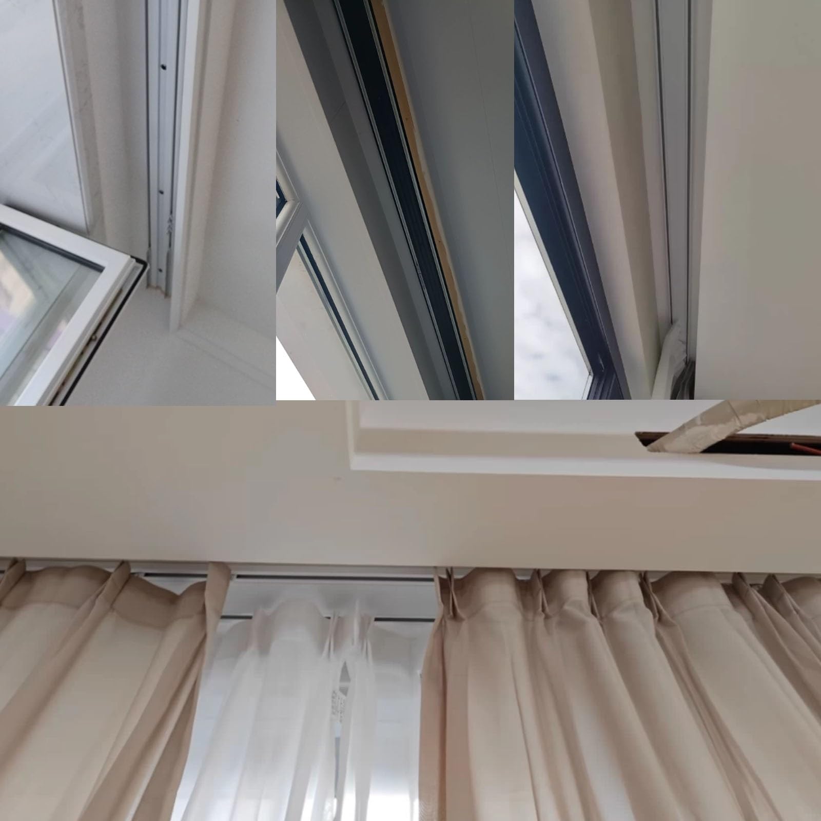 Zweireihige Vorhangschiene Deckenmontage Aluminium Gardinen Schienensystem Schwerlast Raumteiler Schiene Mit Endkappen Leises Gleitsystem Für Vorhänge Gardinenstangen Set(Grey,1.6m/5.3ft)
