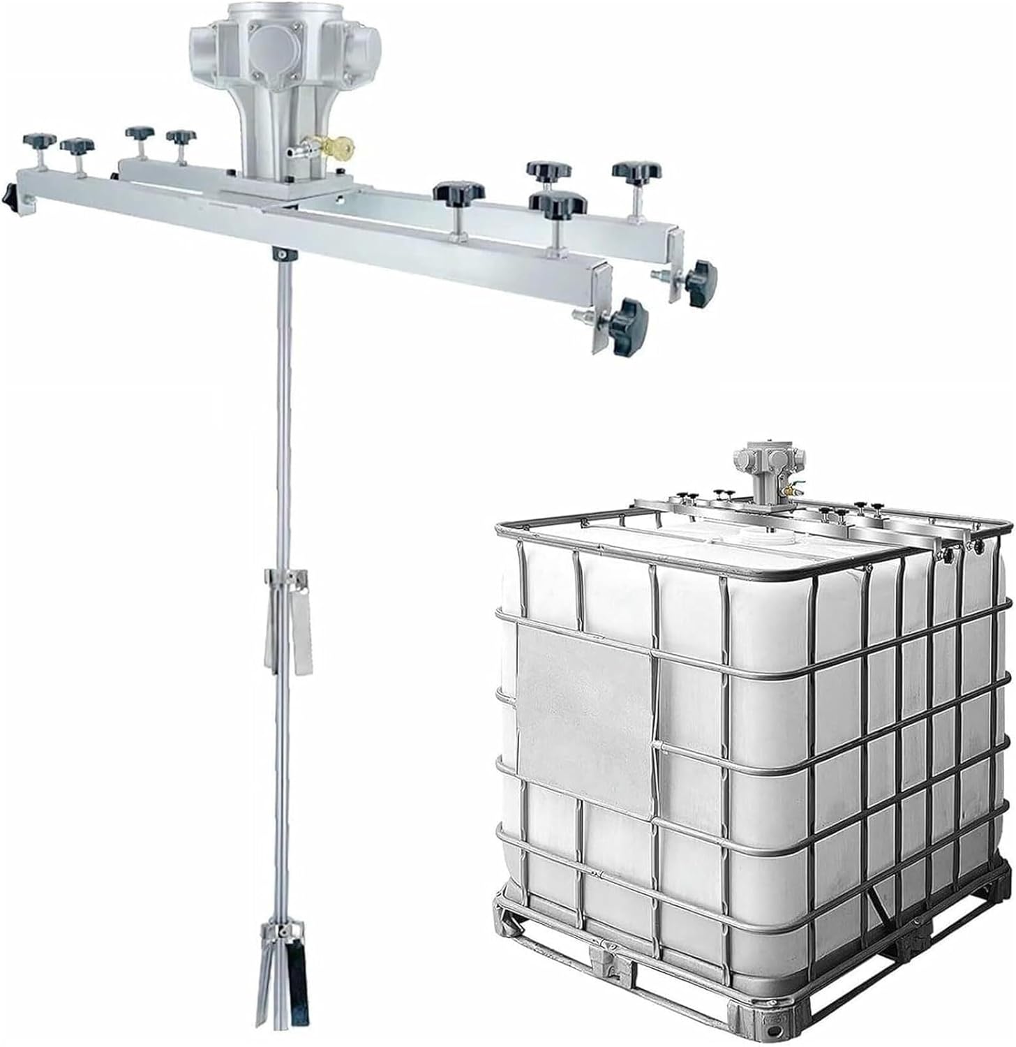 Adjustable Paint Mixer, 250 Gallons IBC Air Agitator with 250mm Diameter Stirring Blade, 1Ton 1000L Folding Propeller Stirring Machine