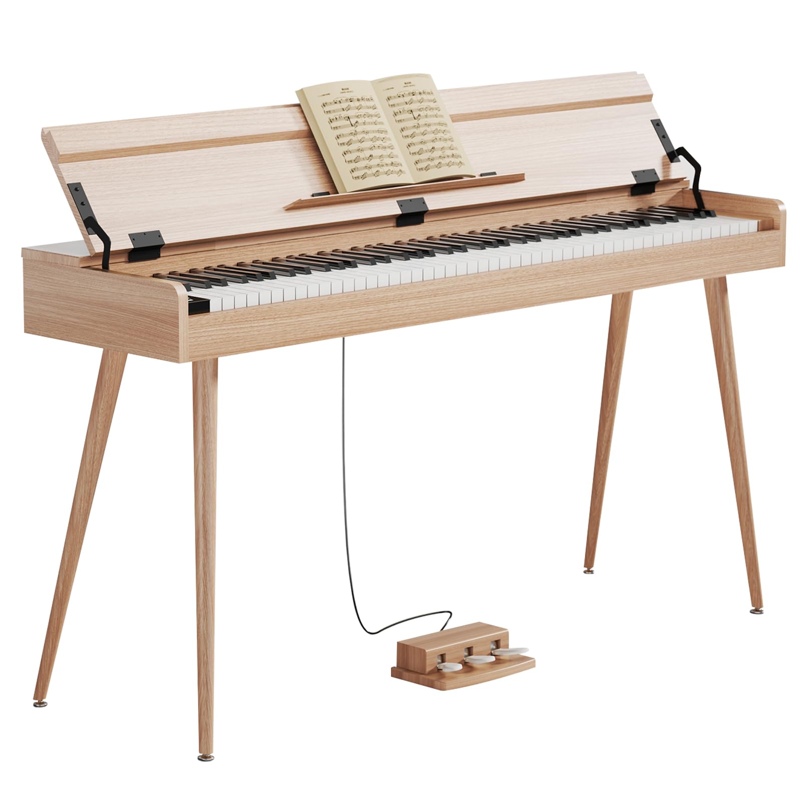 Photo 1 of KUMENG Digital Piano 88 Key Weighted Keyboard,Full-Size Desk Progressive Hammer-Action Electric Piano For Beginners, With Sheet Music Stand, Pedal,Power Adapter, Headphone Mode, Usb-Mid (Maple)
