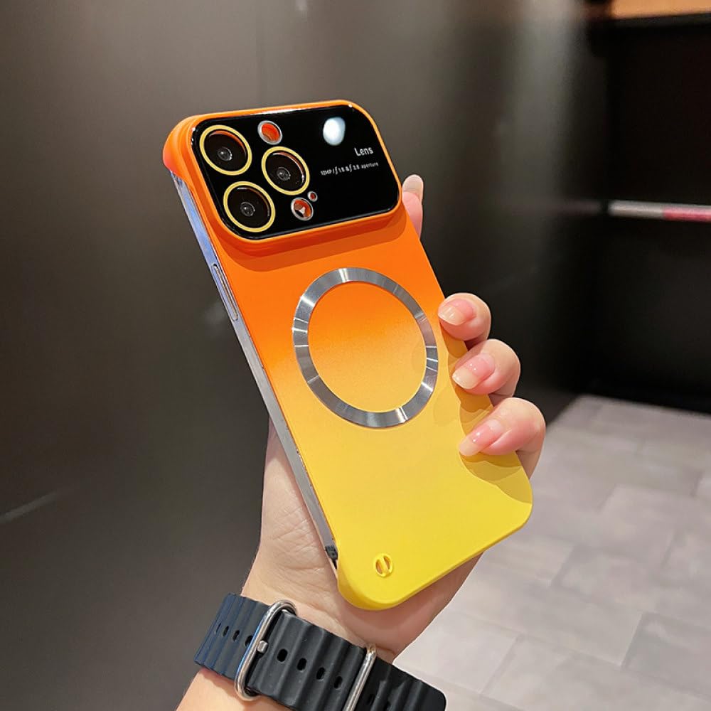 Coque iPhone 13 Pro magnétique sans cadre PC rigide dégradé orange - 8