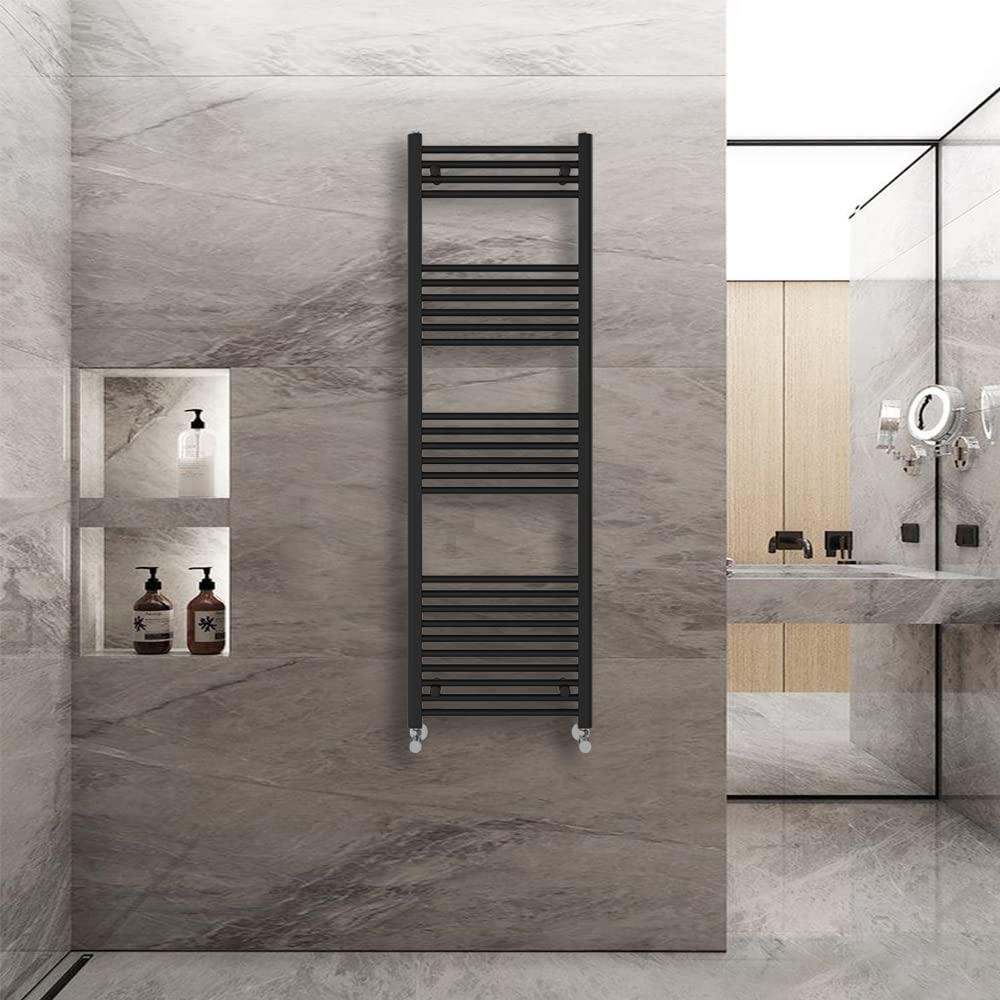 Warmehaus Black Straight Heated Towel Rail Radiator Ladder 1600X500mm Central Heating Radiators For Bathroom Kitchen