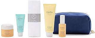 ESPA Radiant Glow Collection | Active Nutrients Spa Skincare Gift Set Worth over 150| 4-Step Routine with Cleanser, Enzyme Peel, Moisturiser & Hydration Mask, Cotton Cleansing Cloth & Cosmetic Bag