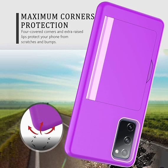 Silicone Hybrid Protective Wallet Case for Samsung Galaxy s20 FE - Black