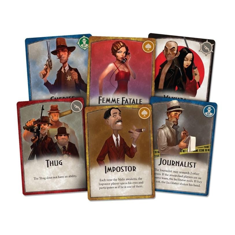 Image of MaruHub Mafia Vendetta Card Game - Fun Crime-Themed Bluffing & Deduction Party Game for Family, Friends & Teens | 7-17 Players | Ages 14+ | Includes Unique Mafia & Civilian Roles, Loner & Yakuza Modes