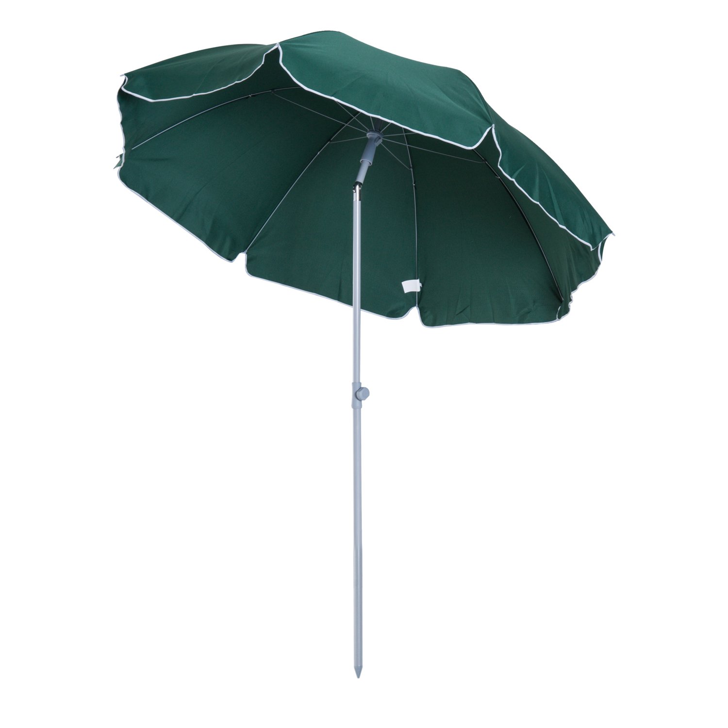 Outsunny Sombrilla de Playa Diámetro de Ø202 cm con Techo Inclinable Poste Desmontable y Pincho Inferior para Jardín Verde