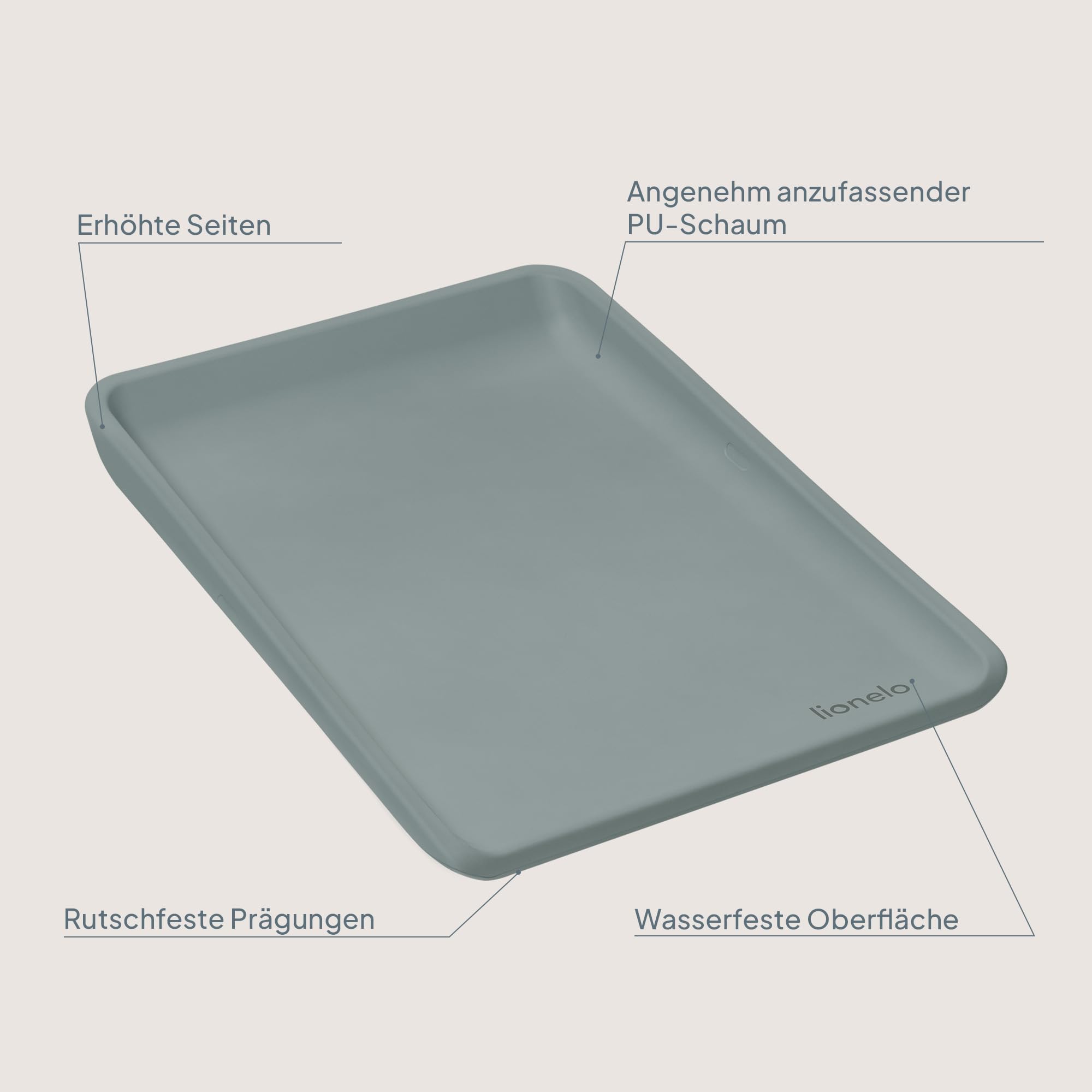 Lionelo Megs Wickelauflage für Wickeltische, wasserdicht, waschbar, multifunktional, weicher PU-Schaum, ca. 50 x 70 cm, sicher, rutschfest, Designer