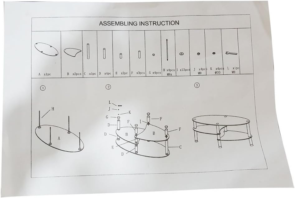 Dual Fishtail Style Glass Coffee Table for Living Room, 2-Tier Modern Oval Smooth Glass Tea Table End Table for Home Office Tempered Glass Coffee Table (Black)
