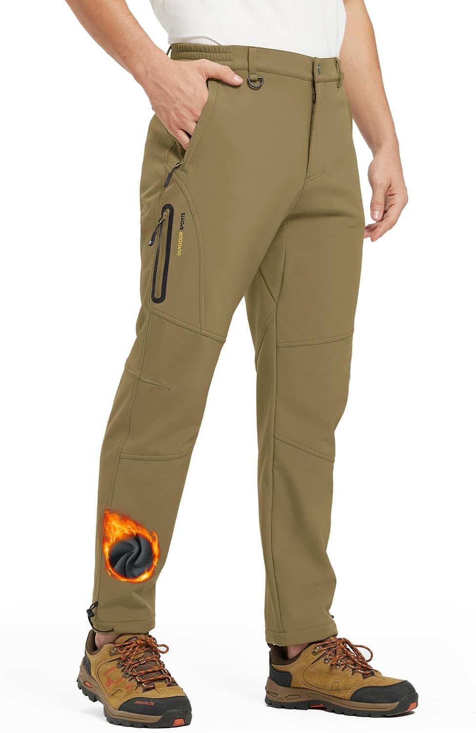 BGOWATU Men's Snow Ski Insulated Pant Waterproof Fleece Lined Winter Hiking Pants Warm Snowboard Pant with Zipper Pockets