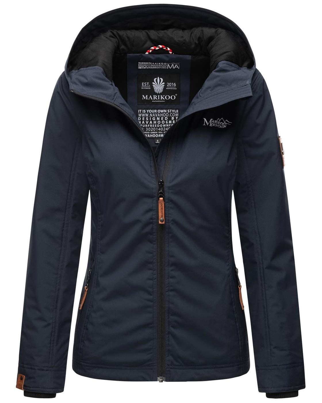 MARIKOO B862 Veste de mi-saison pour femme, légèrement doublée, à capuche