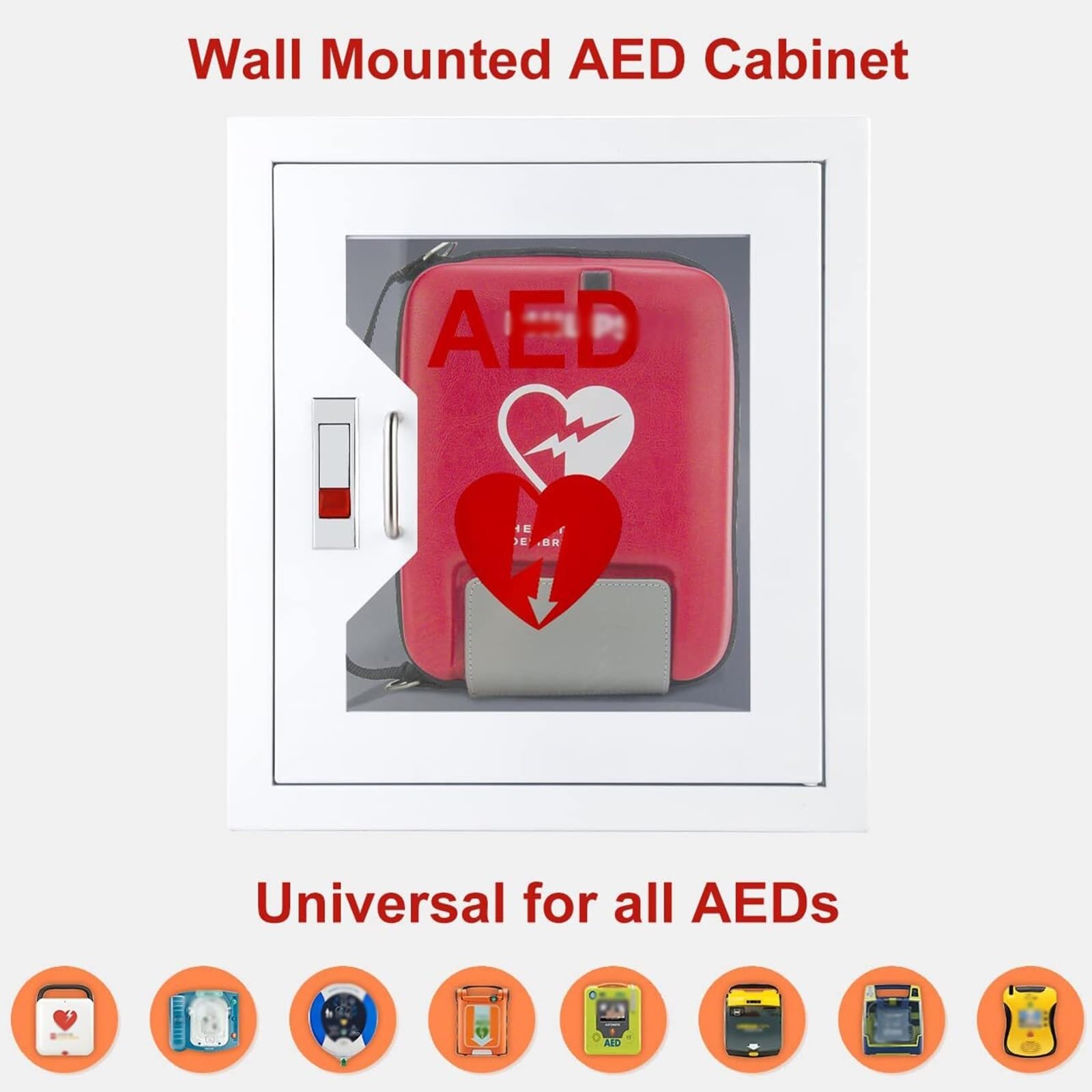 Defibrillatore da parete con chiusura a scatto, in acciaio inox, per ufficio, infermieristica, uso domestico