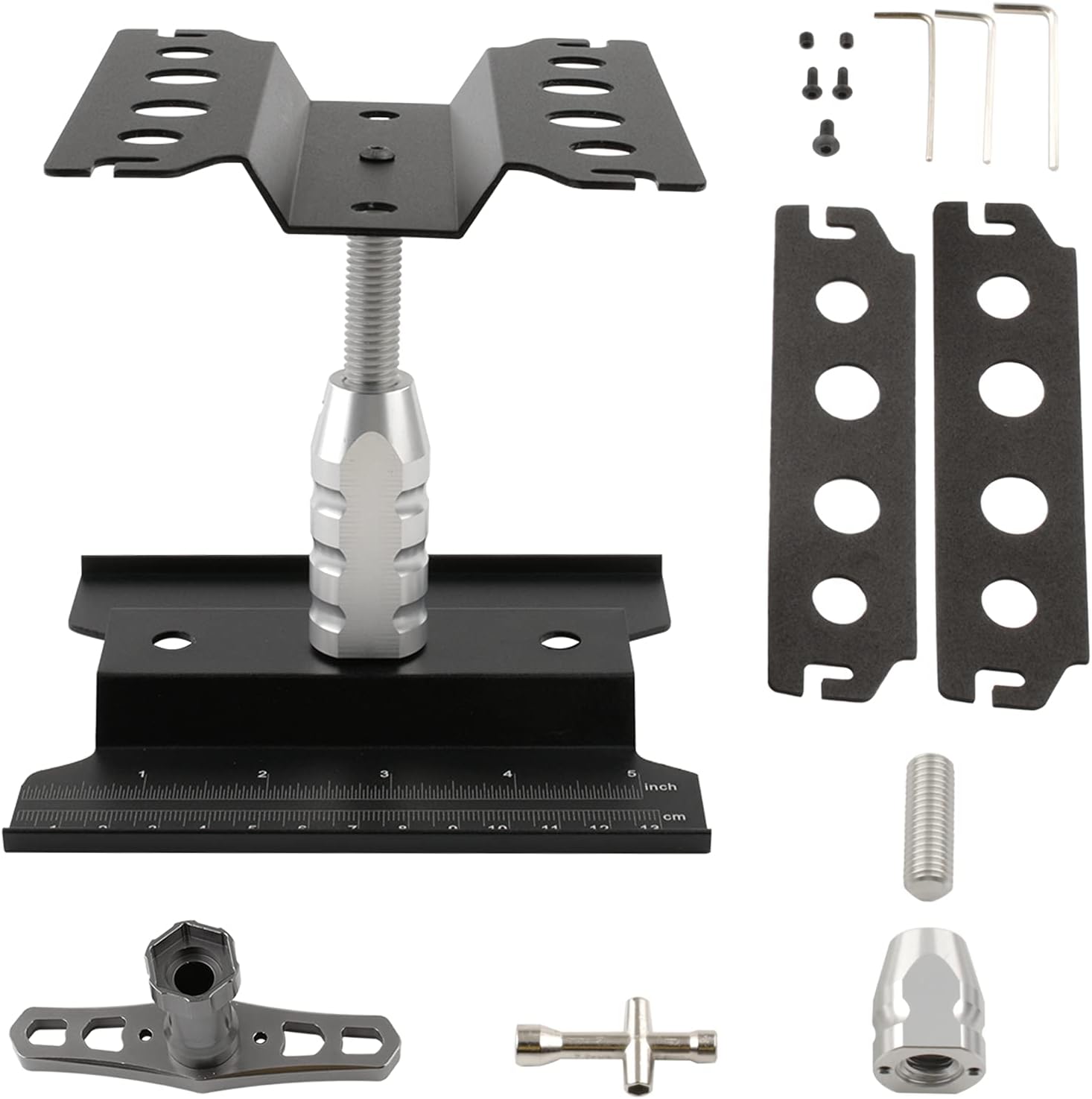 RC Car Work Stand Aluminum Alloy RC Repair Stand Tool Set for 1/8 1/10 1/12 1/16 1/18 Buggy Truck Crawler On Road Touring Drifting Cars, Black