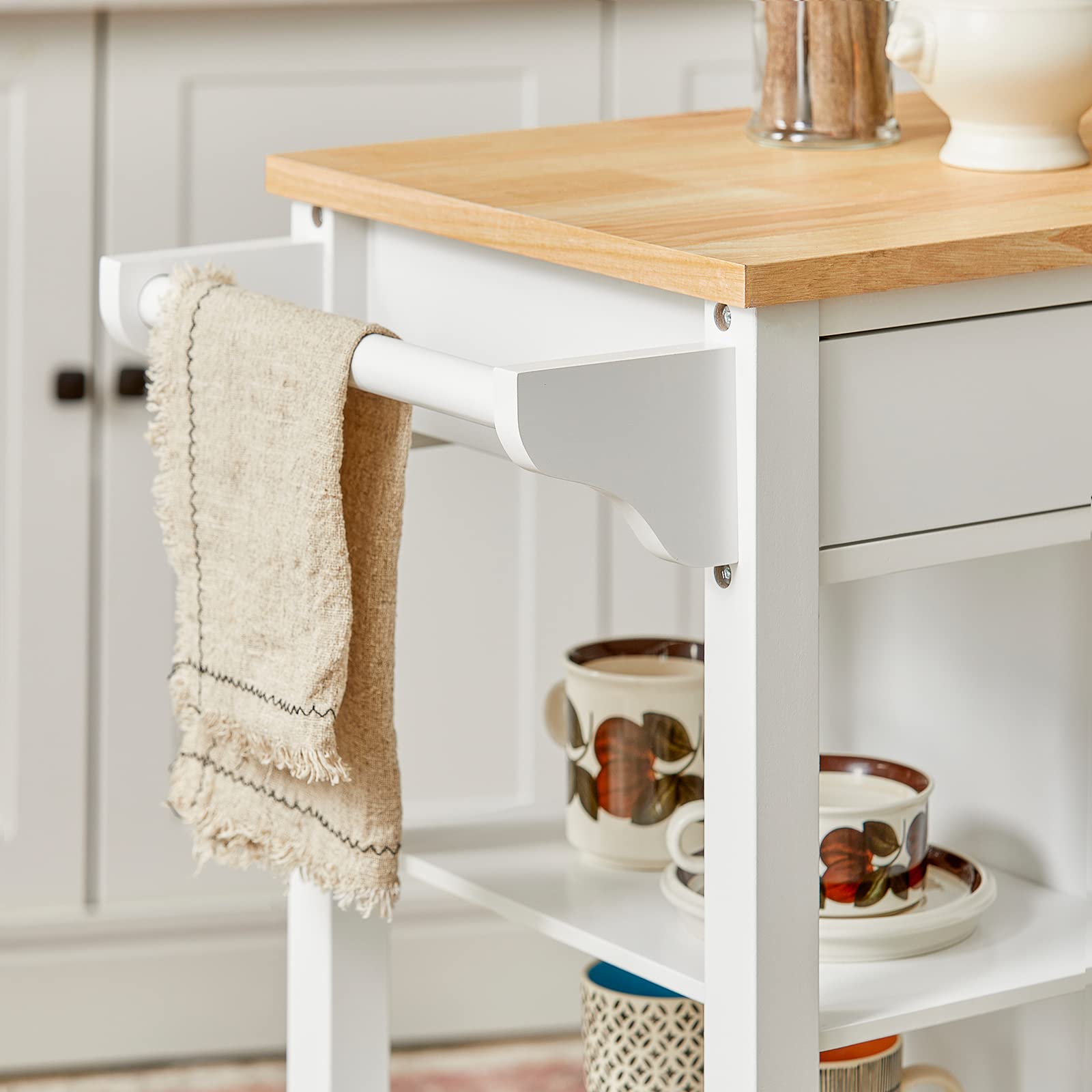 SoBuy FKW46-WN Estantería de Cocina Carrito de Servir Carrito de Cocina móvil con 4 Ruedas 68 x 40 x 86 cm ES