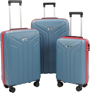 Petra 3'lü Seyahat Bavul Seti, COTPOLY Home ABS Valiz Seti (Mavi-Kırmızı-Üçlü Set)