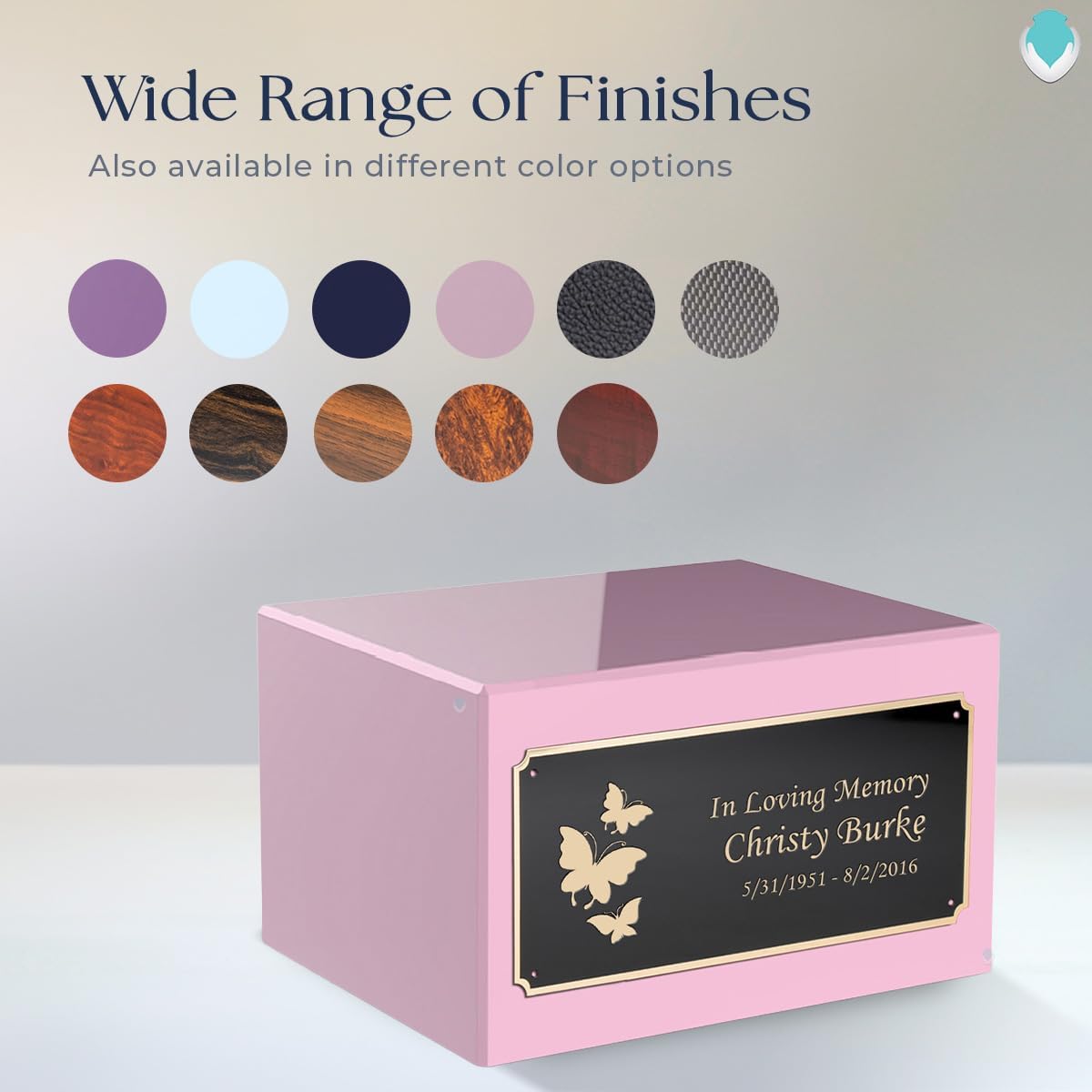 GetUrns Heritage Adult Light Pink Cremation Urn Box for Human Ashes I Butterfly Custom Engraved Wooden Urns for Male and Female I 213lbs
