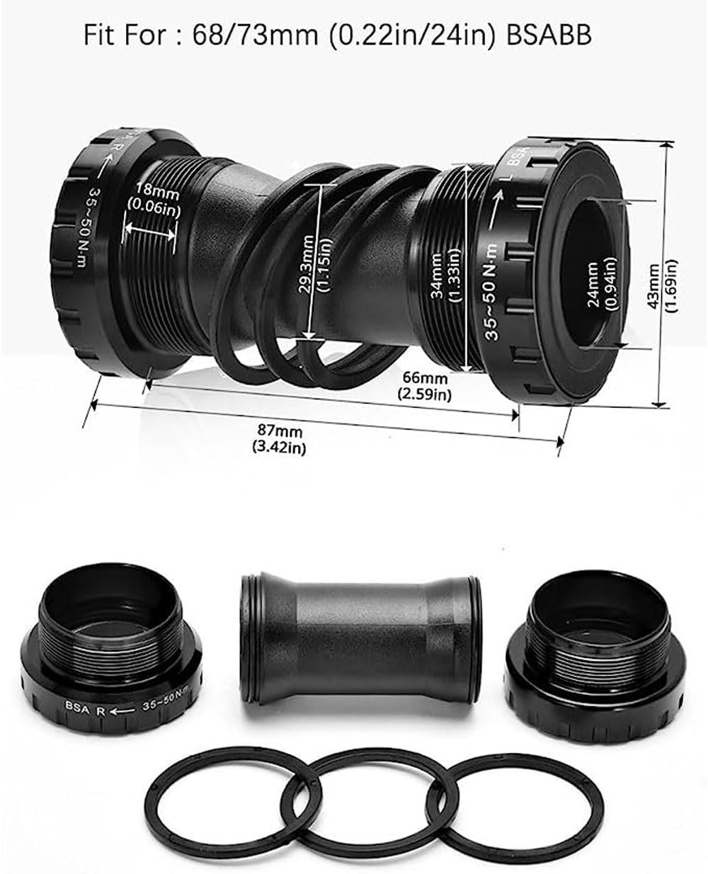 Pedivelle MTB Set di pedivelle per Bicicletta 50-34T/52-36T/53-39T Doppia Corona Pedivelle Cave integrali 165mm/170mm/175mm Bracci pedivella Adatti alla Maggior Parte delle bicicle