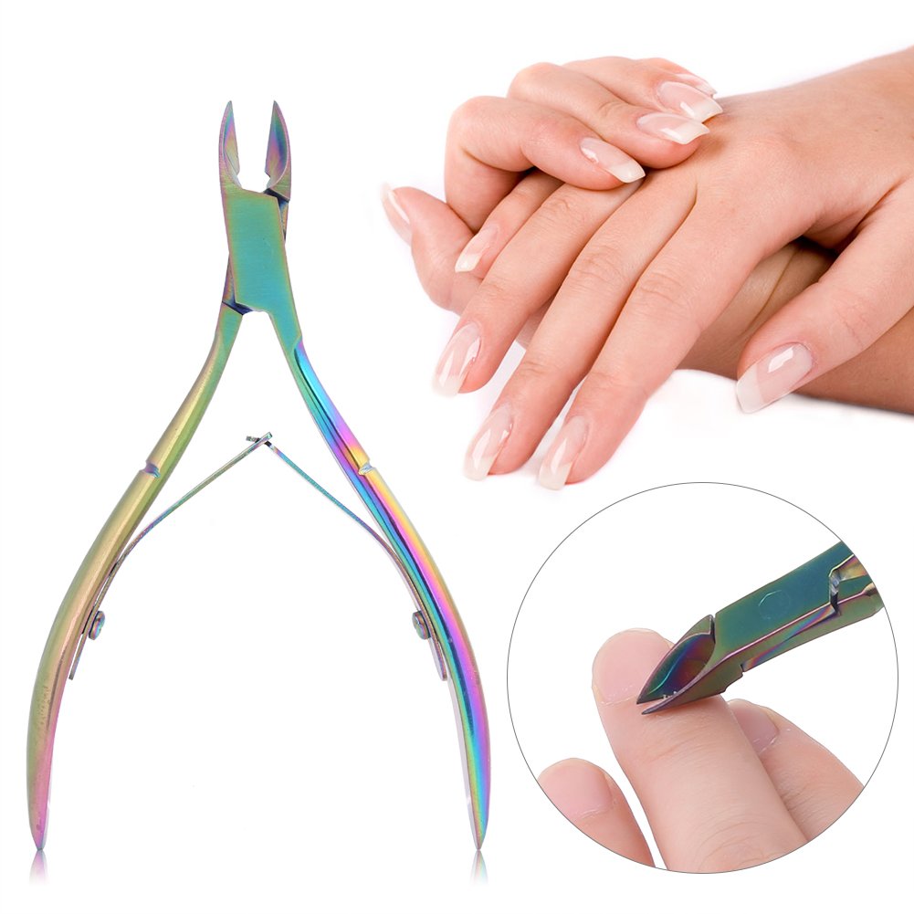Pince à cuticules, tondeuses Coloful en acier inoxydable Tondeuse Outil de pédicure durable Nail Art pour peau morte d'ongles et d'ongles de pied