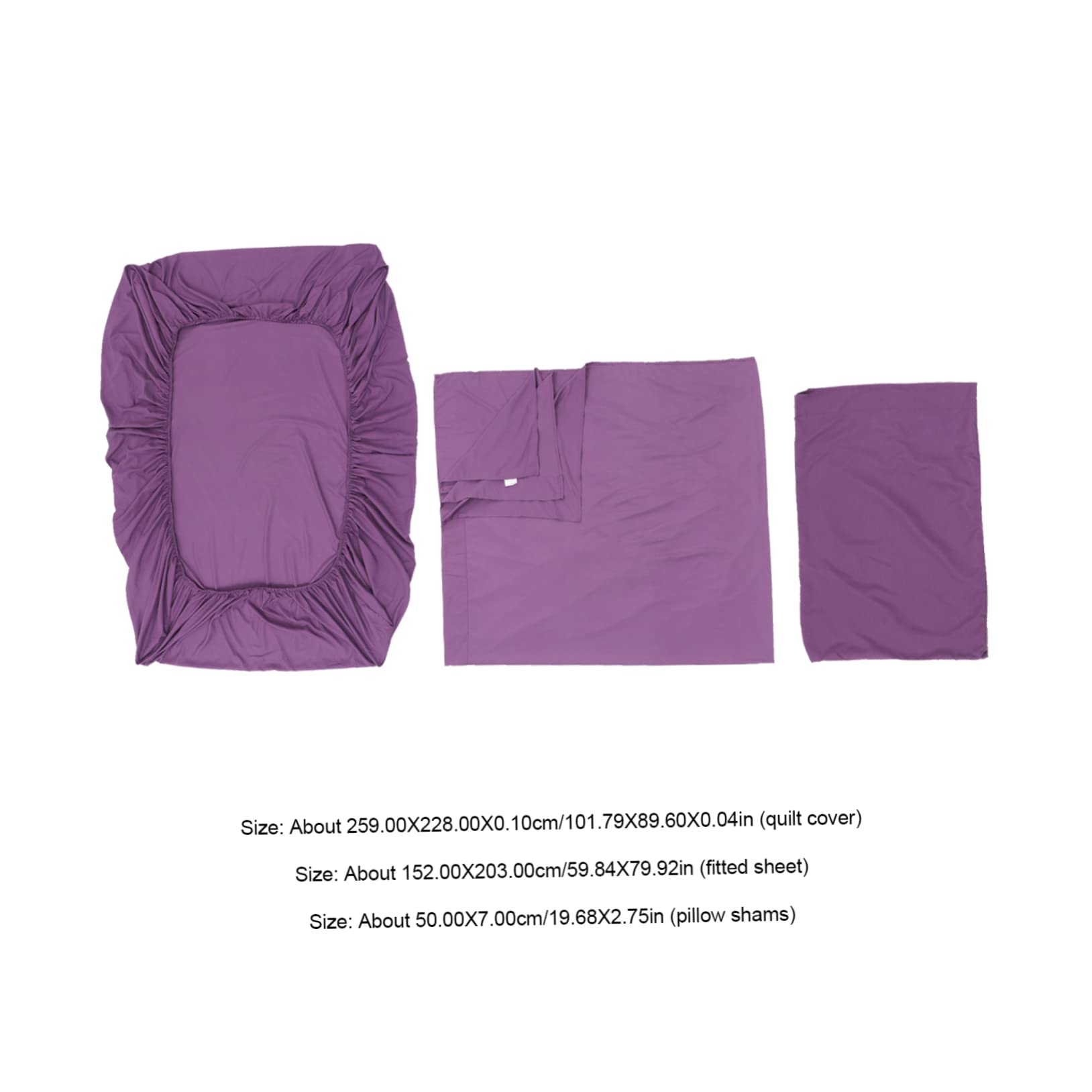 Ensemble de Literie 4 Pièces, Drap-Housse et Taies D’Oreiller, Fibre Chimique Pourpre, Résistant aux Plis et Lavable, Confort Toutes Saisons pour Chambre