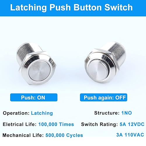 Miniatura 2 de DMWD Paquete de 2 terminales enchufables de metal con cierre de 0.472 in, impermeables, con cabezal elevado, orificio de montaje de 12 pulgada, 12