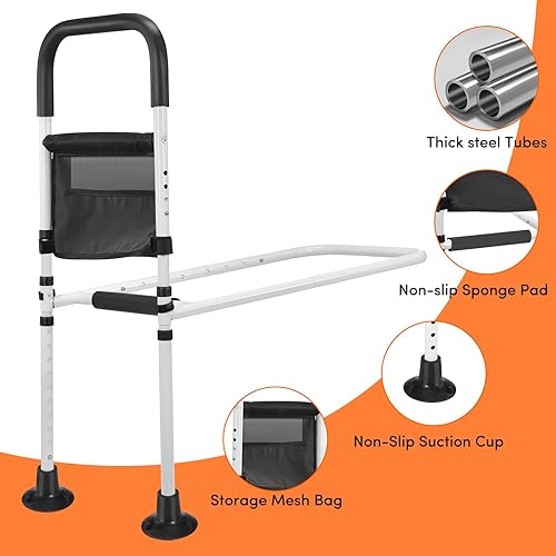 Miniatura 5 de Rieles de cama para adultos mayores, riel de asistencia de cama ajustable en altura para personas mayores, barra de asistencia de cabecera con patas