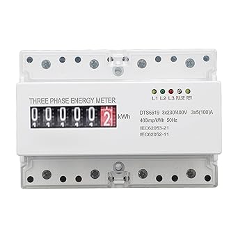Electric Meter 3 Phase Din Rail, Digital Energy Meter Tester Electricity Usage Monitor, Din Rail Energy Usage Meter, Current Voltage Protection, 230V 400V 5 To100A