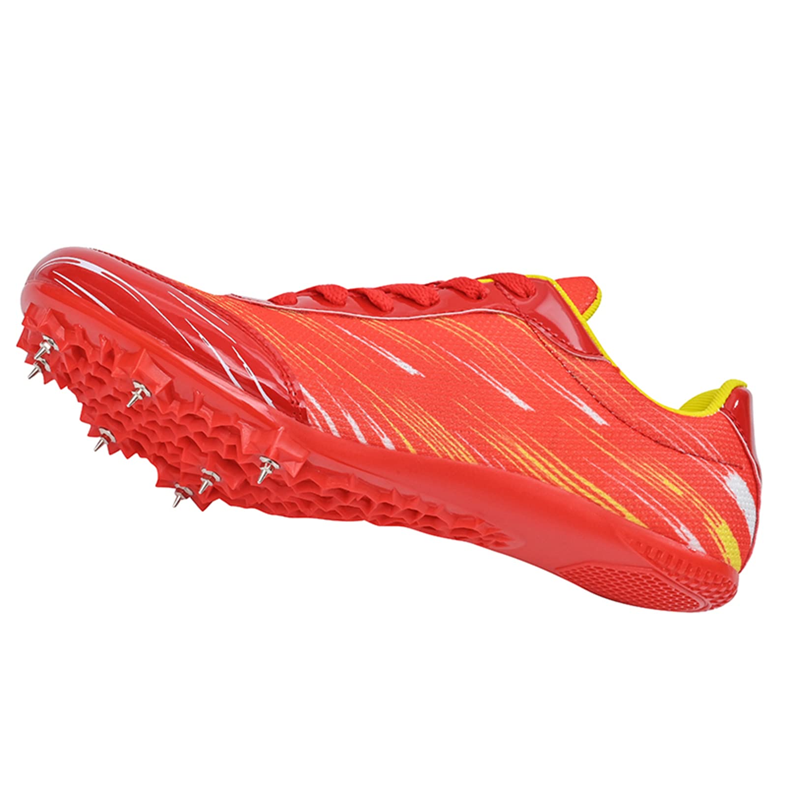 REXSVAN Men's Women's Track and Field Shoes Athletic Shoes Spiked Shoes Short Distance Running Shoes competitions Jumping Professional Shoes Orange Red