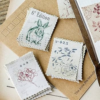 切手風シール スイーツ 風景 絵画 レトロアニマル 60シート計599枚 切手風シール スイーツ 風景 絵画 レトロアニマル 60シート計599枚