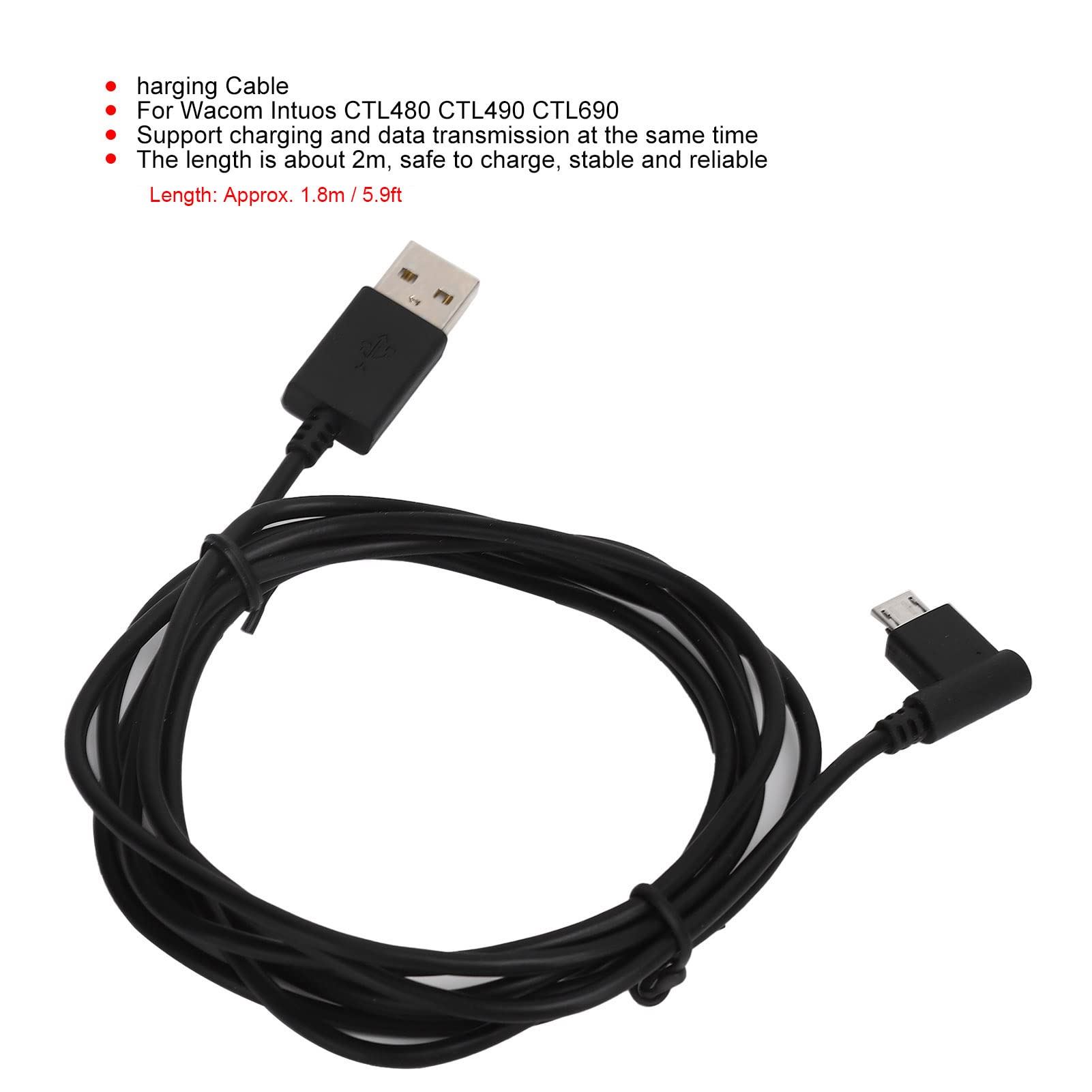Câble De Données De Charge Noir 2m Câble Micro USB ReCharge RapideBlack