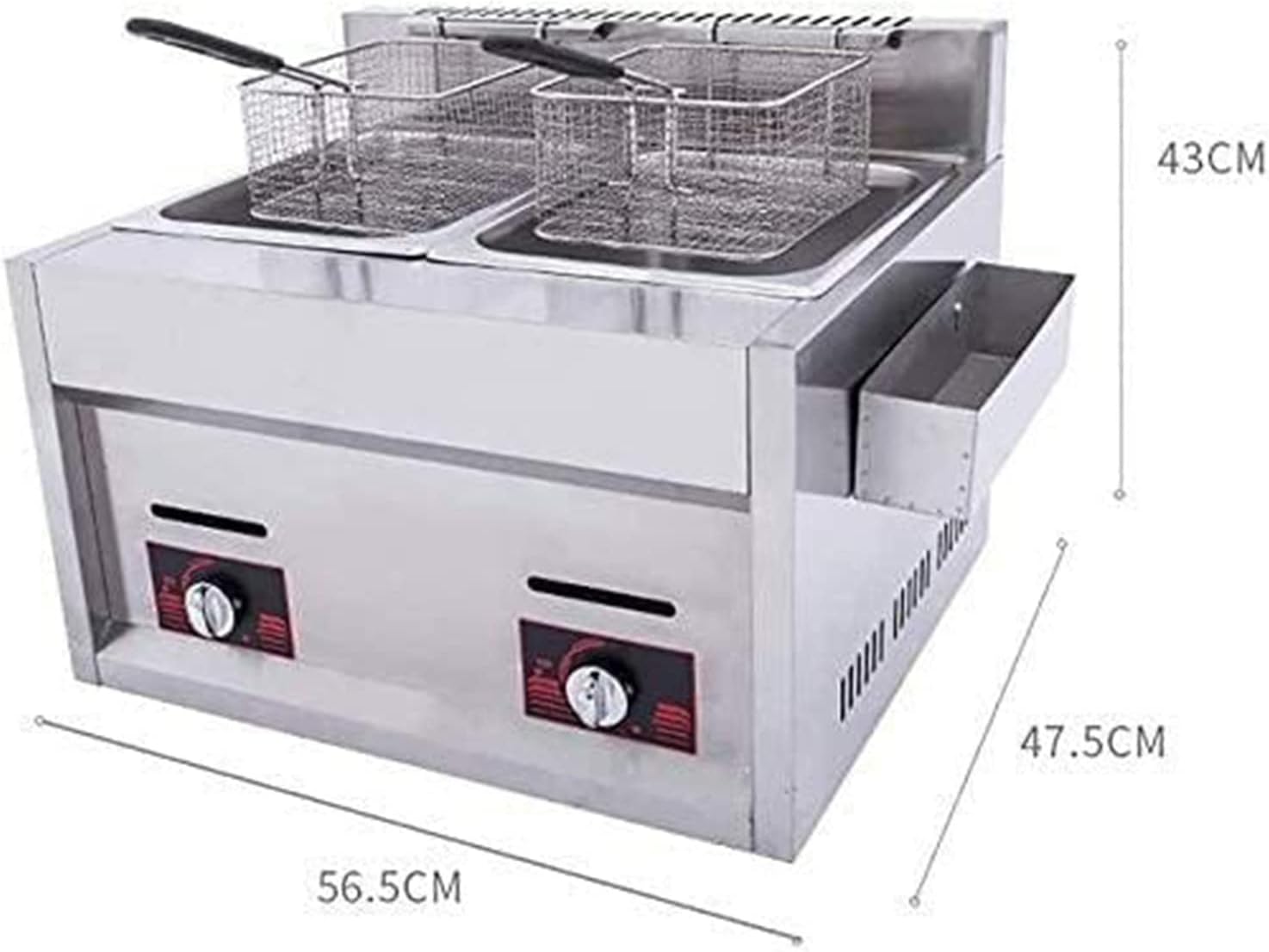 Commercial Countertop Gas Fryers,Countertop Kitchen Frying Machine with Baskets and Temperature Control,for French Fries Home Kitchen Restaurant