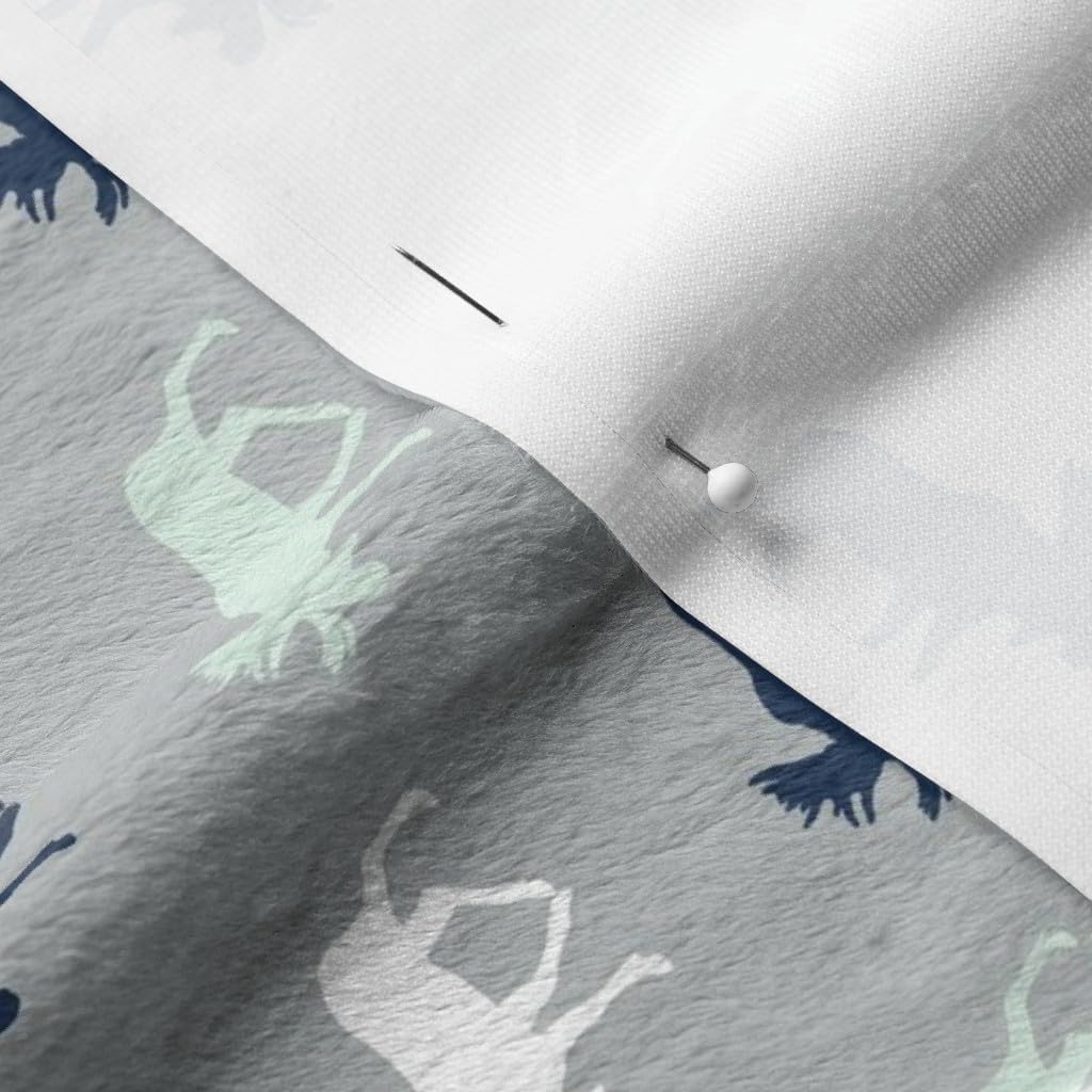 Spoonflower Fabric - Multi Moose Grey Extra Small Scale Elk Woodland Navy Printed on Minky Fabric by The Yard - Sewing Baby Blankets Quilt Backing Plush
