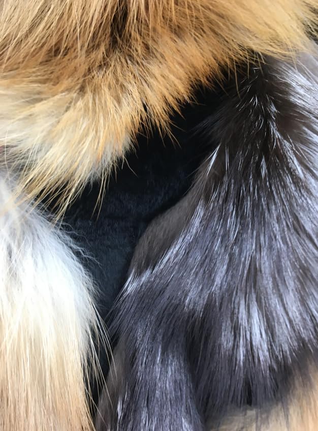 LVCOMEFF Women Natural Red Fox Silver Fox Fur Coat Furry Luxurious - Image 2