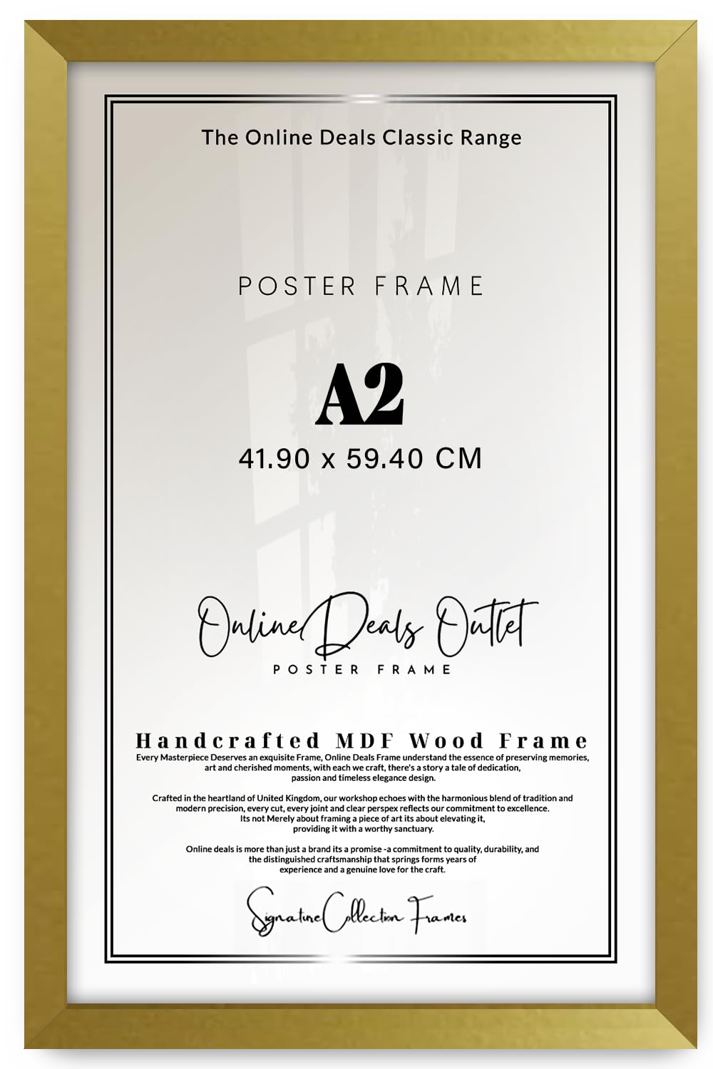 Online Deals | MDF Picture Frame A2 (41.90 x 59.40 CM) 16 x 23 Inch for Comic Book Covers, Anime Sketches & Posters, MDF Build, Easy Wall Mounting Hooks [ Gold ]