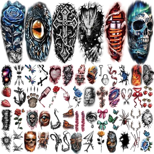 image for Yazhiji 77 Sheets 3D Realistic Temporary Tattoos Adults Kids, Realisti