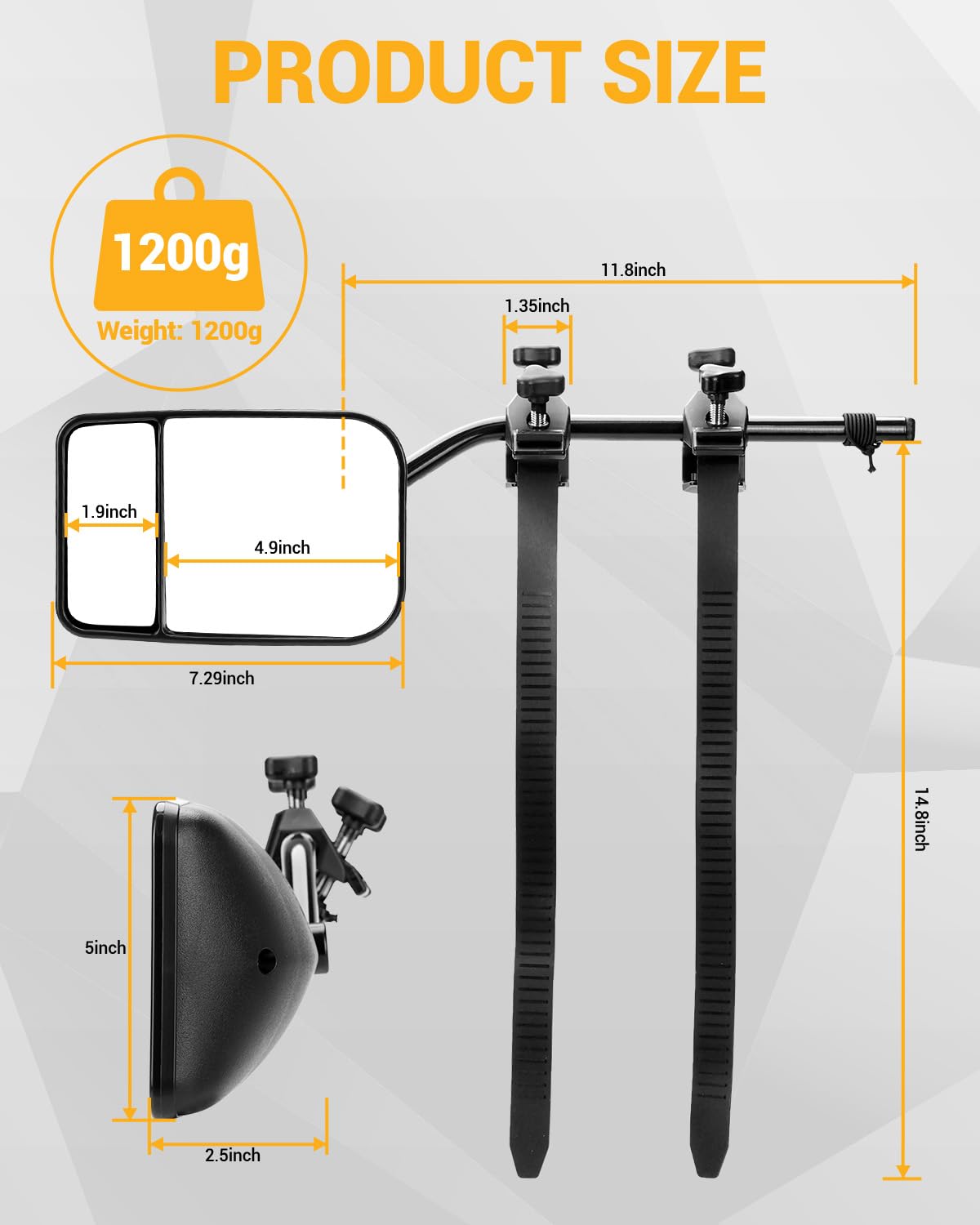 Specchietti Esterni per Camper Caravan Specchi Supplementari Traino Multi Angle Convesso 2 Pezzi